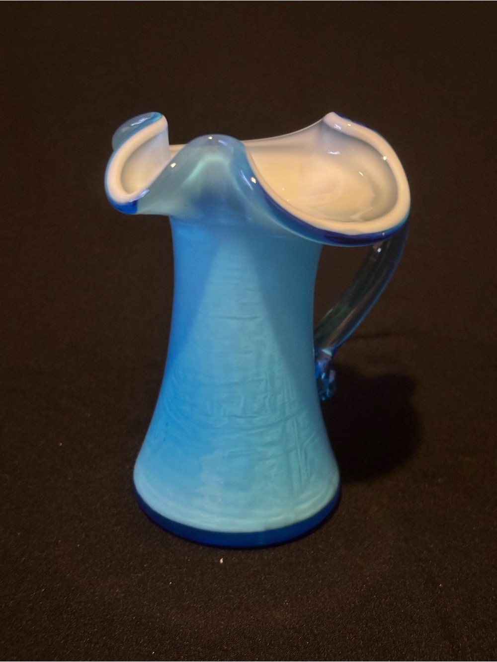 Small Blue Glass Pitcher - Picture 2 of 13